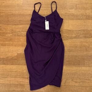 NWT Zalalus purple sleeveless mini faux wrap cocktail party dress sz large L b21